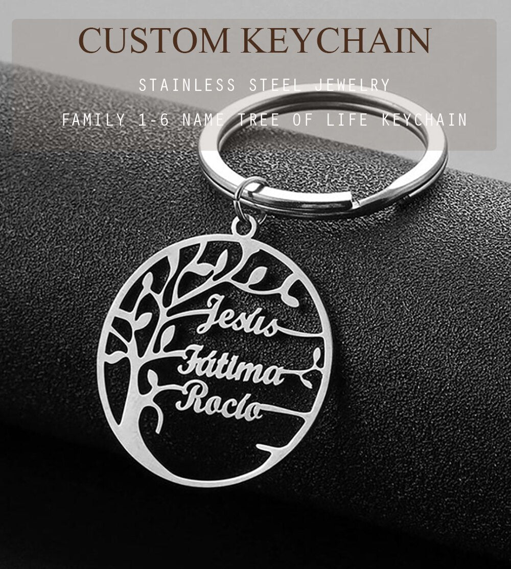 Tree of Life Keychain with Names