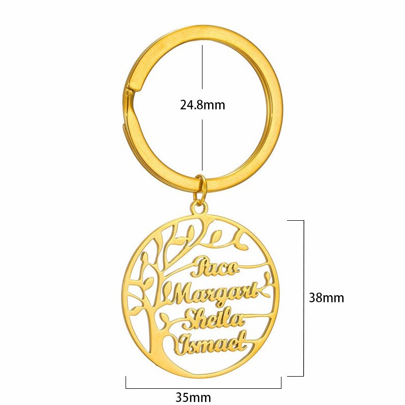 Tree of Life Keychain with Names