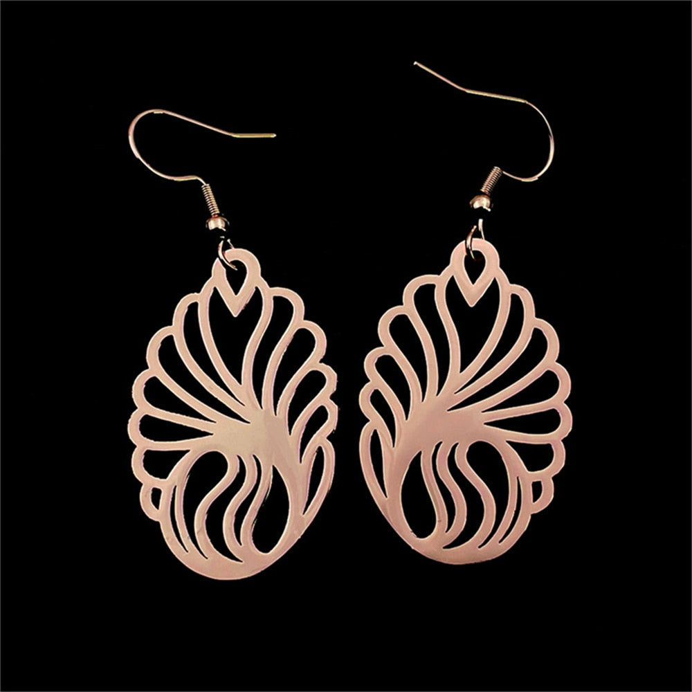 Abstract Peacock / Shell Earrings