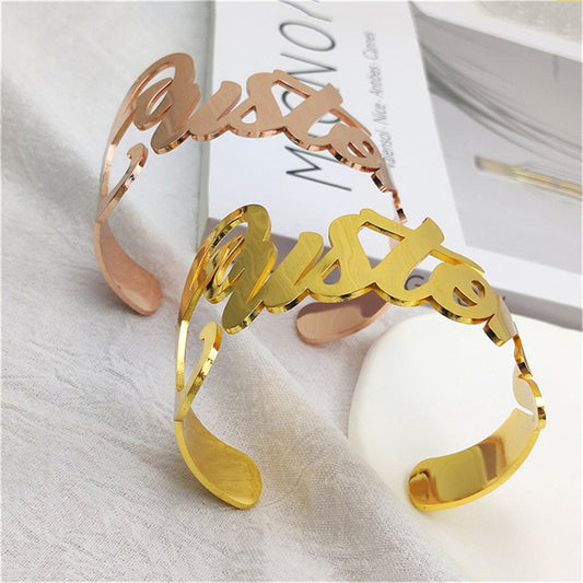 Adjustable Name Cuff Bangle - Bracelet
