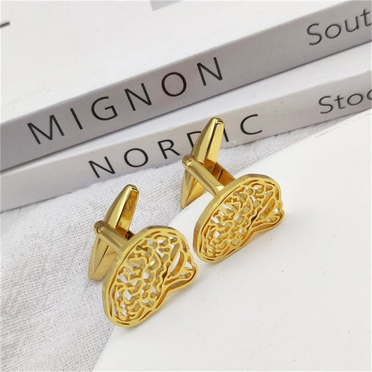 Brain Cufflinks - Gold