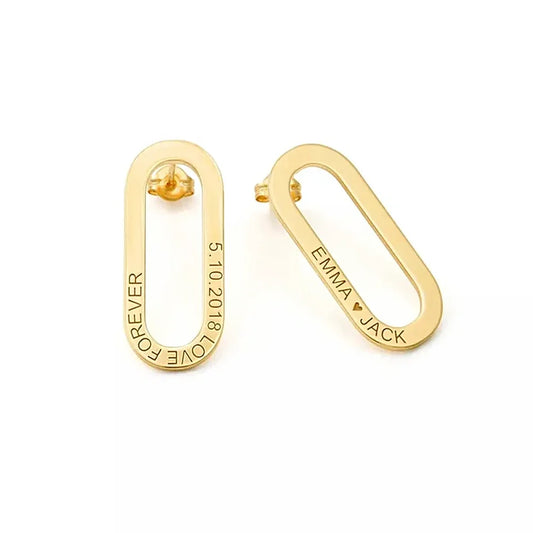 Boucles d'oreilles ovales creuses gravées