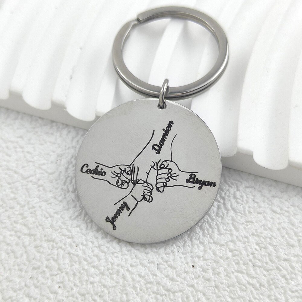 Keychain with Engraved Hands and Names - Keychain