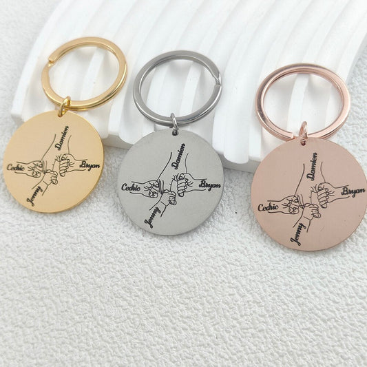 Keychain with Engraved Hands and Names - Keychain