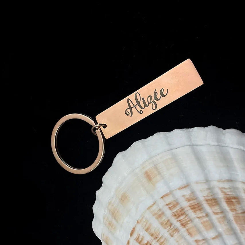 Keychain with Engraved Name - Rose gold