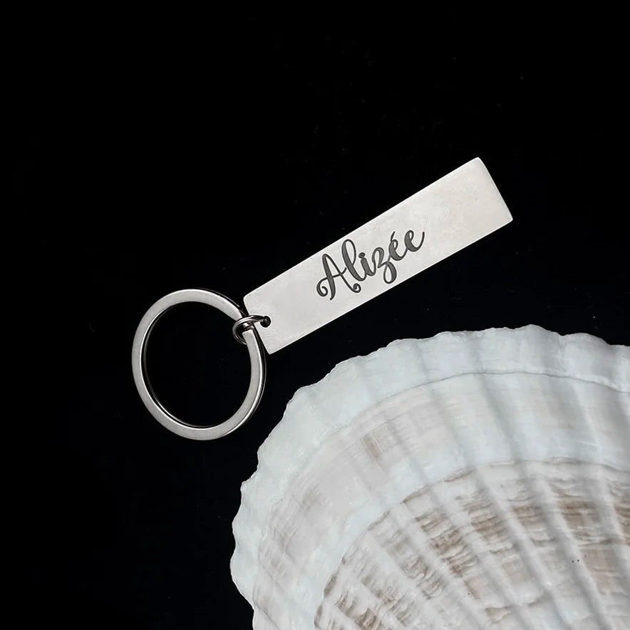 Keychain with Engraved Name - Silver