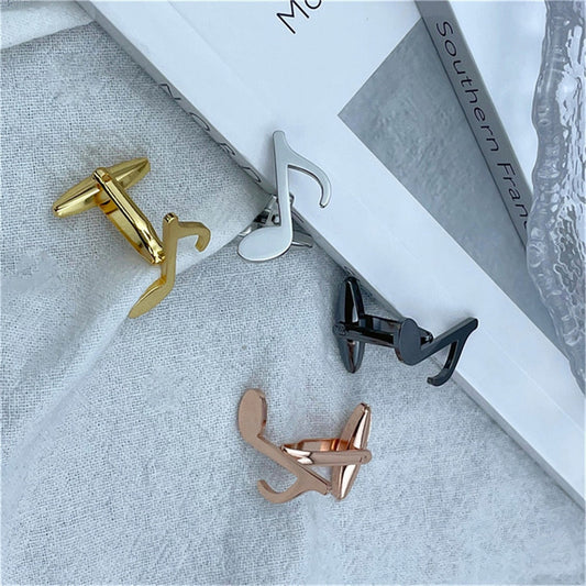High Quality Silver Cufflinks for Men Fashion Design Musical Note Men's Shirt Cuff Button Party Wedding Cufflink mancuernillas