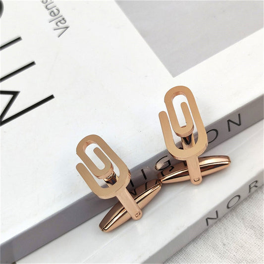 Paper clip Cufflinks - Rose Gold