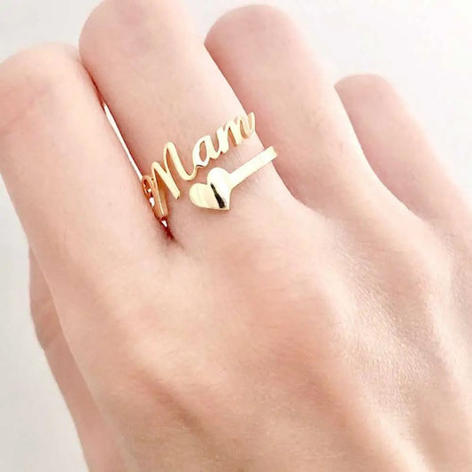 Personalized Custom Name Heart Ring - Ring
