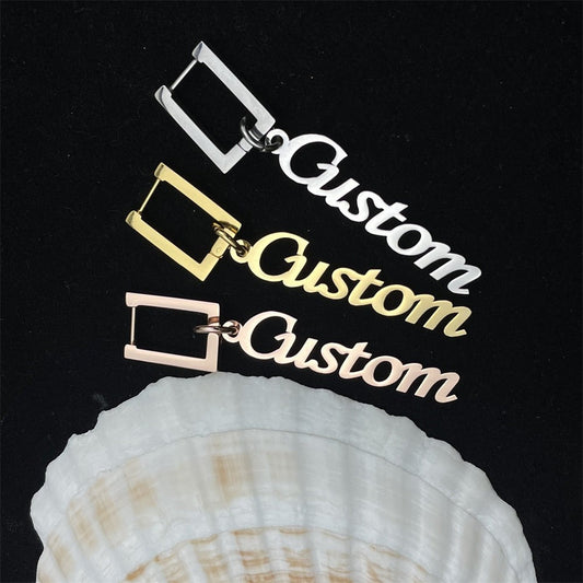 Rectangle Drop Earrings with Name