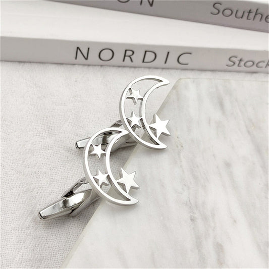 Stars and Moon Cufflinks - Silver