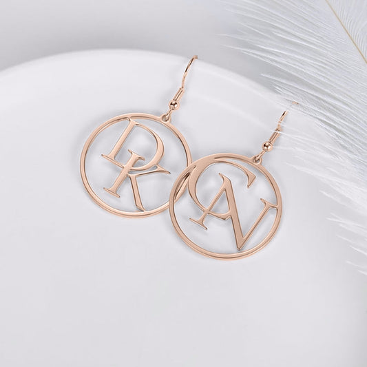 Two Initial Letter Hoop Earrings - Earrings