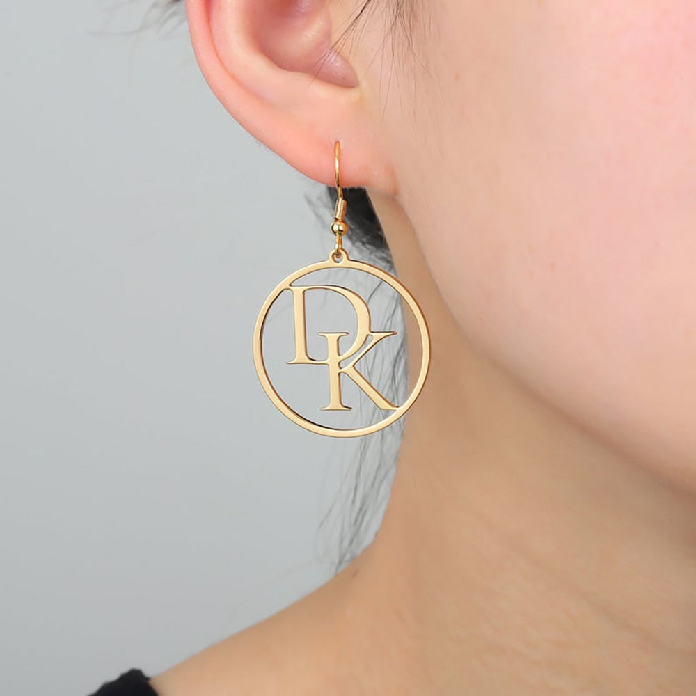 Two Initial Letter Hoop Earrings - Earrings