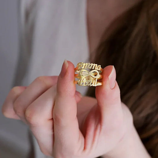 Two Name Ring with Infinity Symbol - Ring