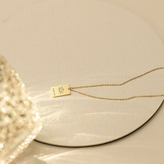 Birth Flower and Name Necklace - Custom Necklace