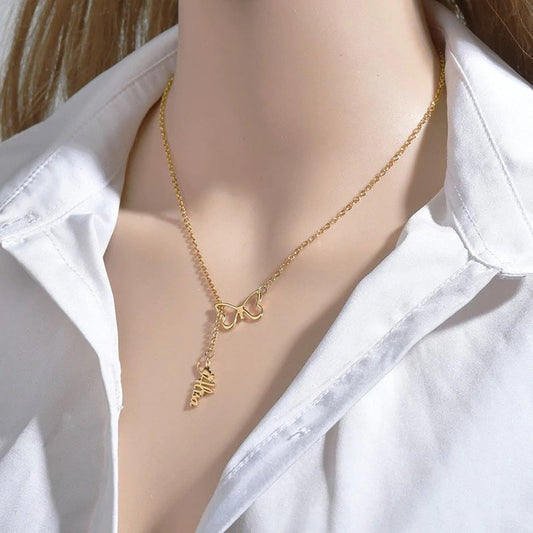 Butterfly Necklace with Vertical Name - Custom Necklace