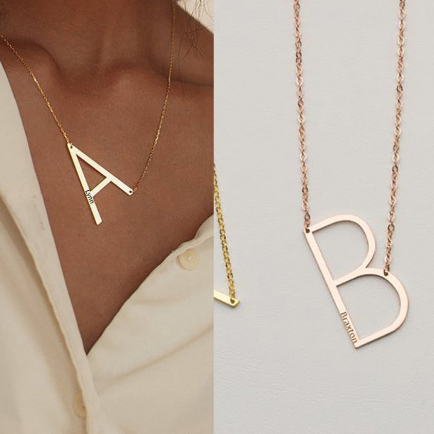 Large Initial Necklace with Name - Custom Necklace