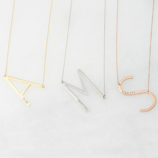 Large Initial Necklace with Name - Custom Necklace
