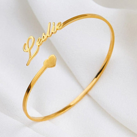 Personalized Adjustable Custom Name Bracelet with Heart -