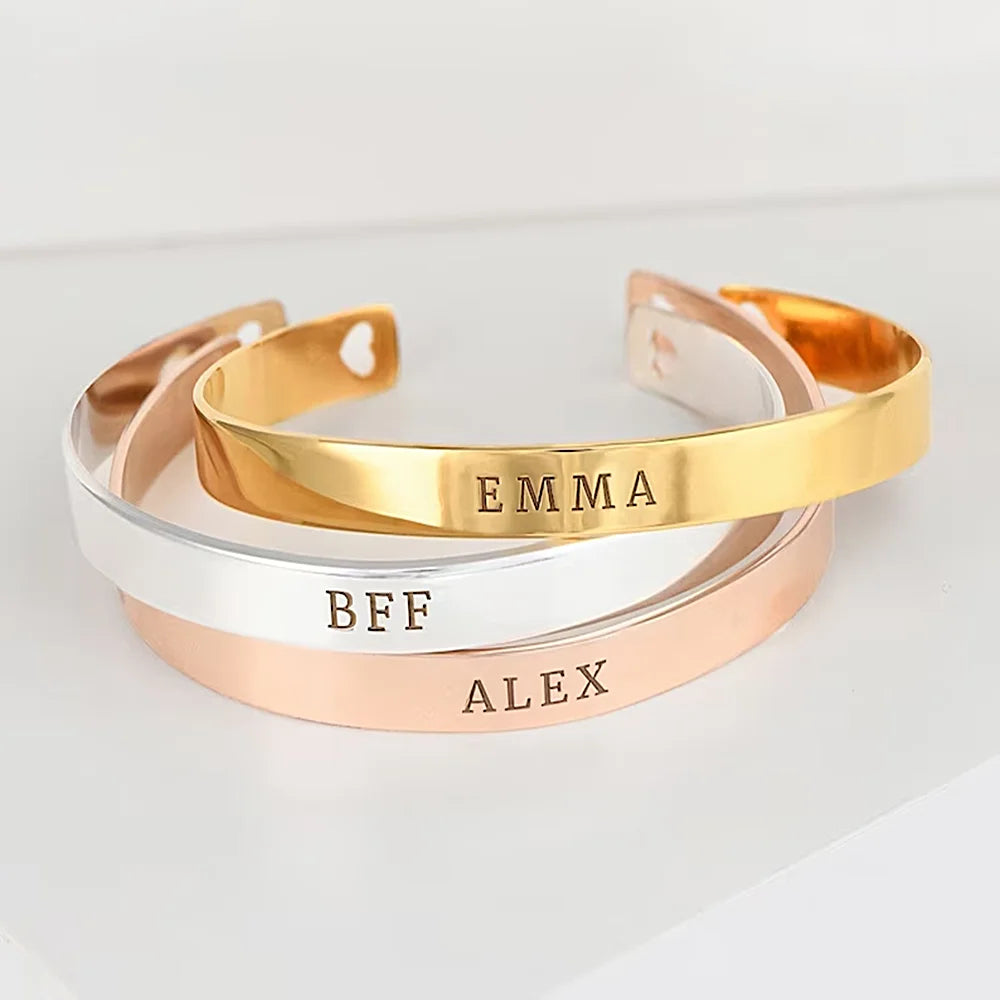 Engraved Bangle with Hearts