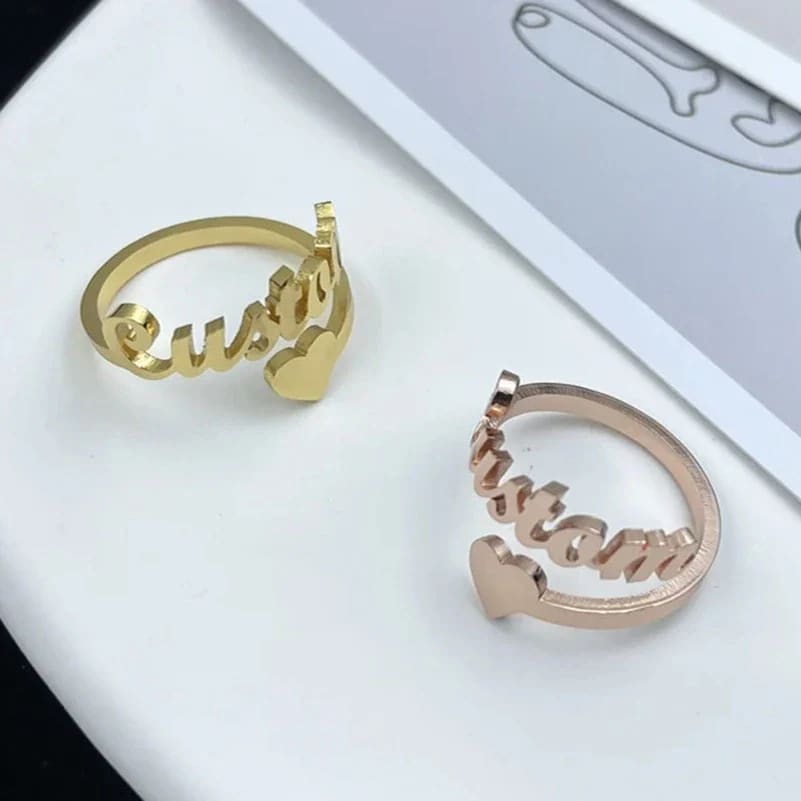 Adjustable Personalized Name Ring with Name - Ring