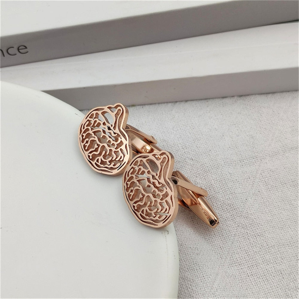 Brain Cufflinks - Rose Gold