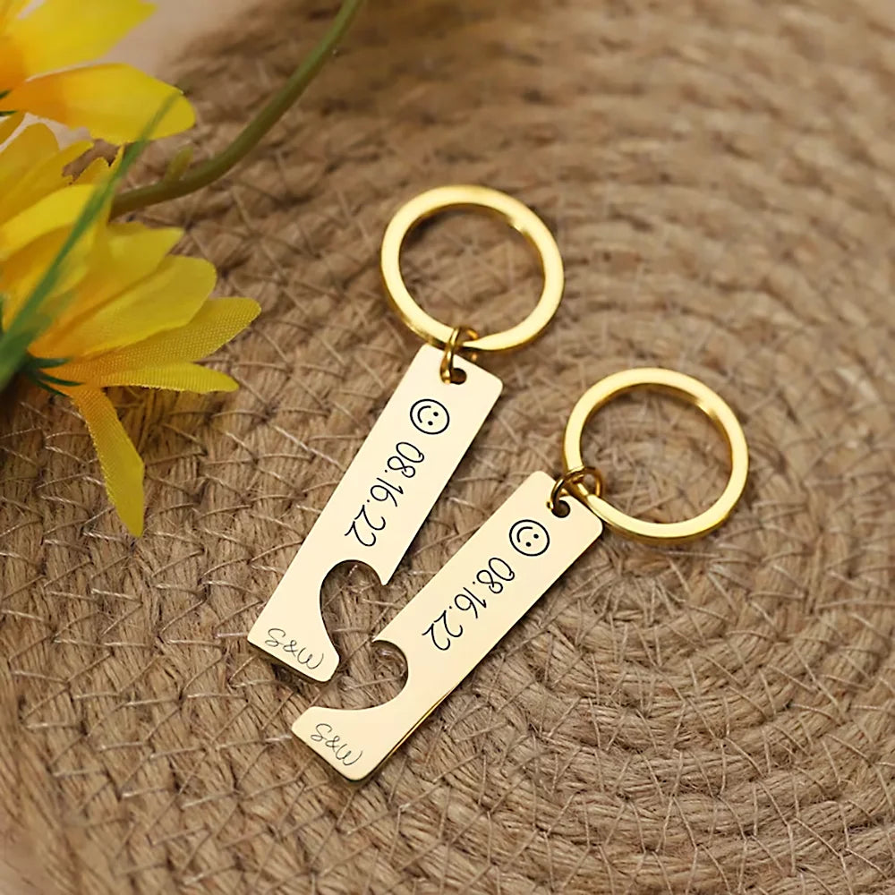Customized Couple Keychain with Hollow Heart Shape