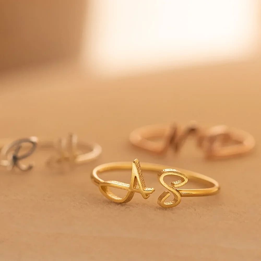 Cute Initial Letter Ring - Ring