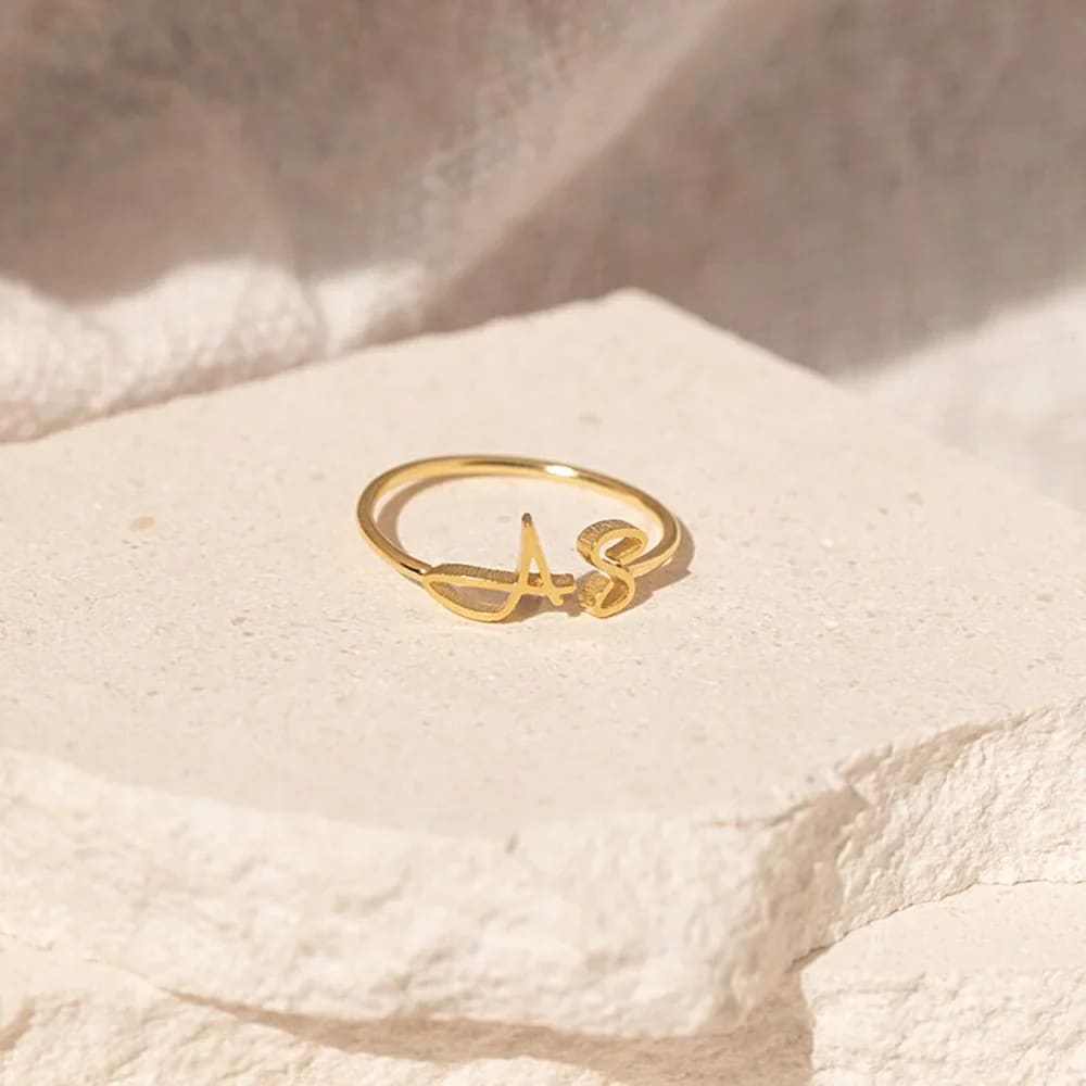 Cute Initial Letter Ring - Ring
