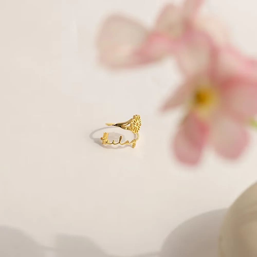 Flower and Name Ring - Ring