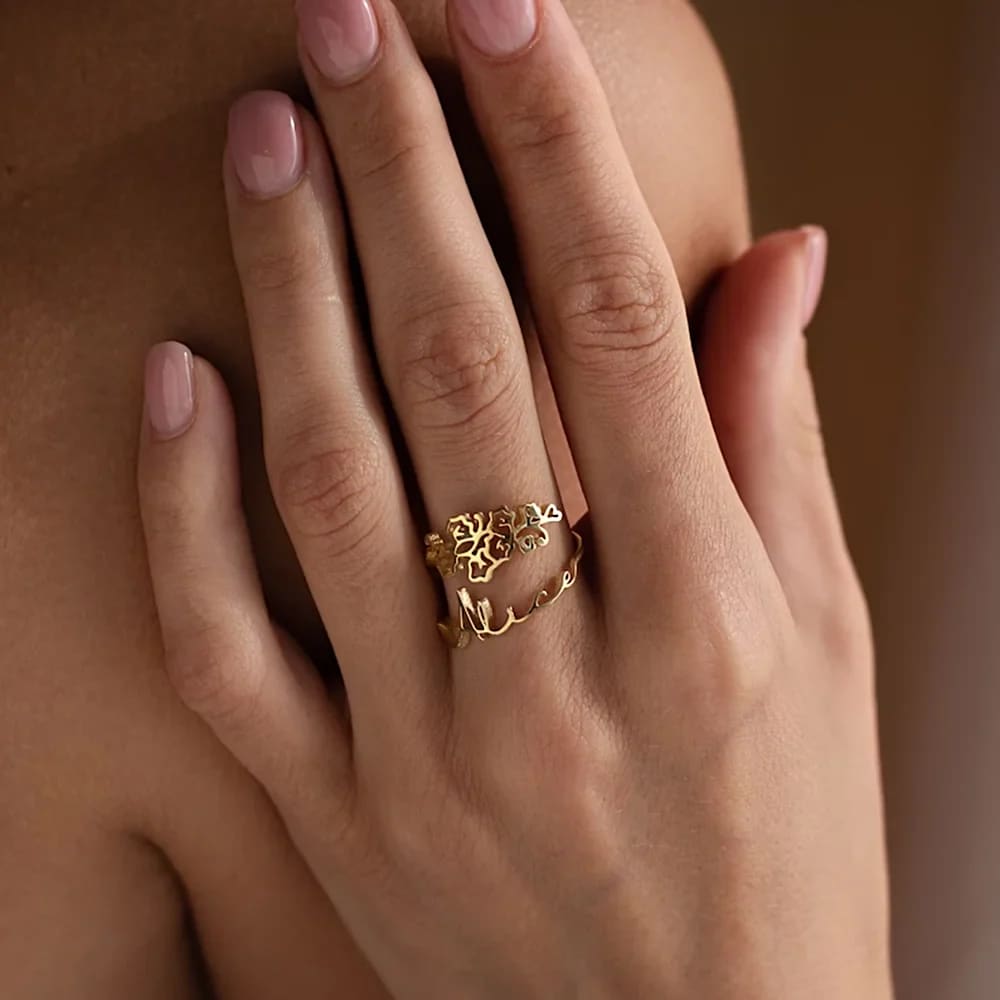 Flower and Name Ring - Ring