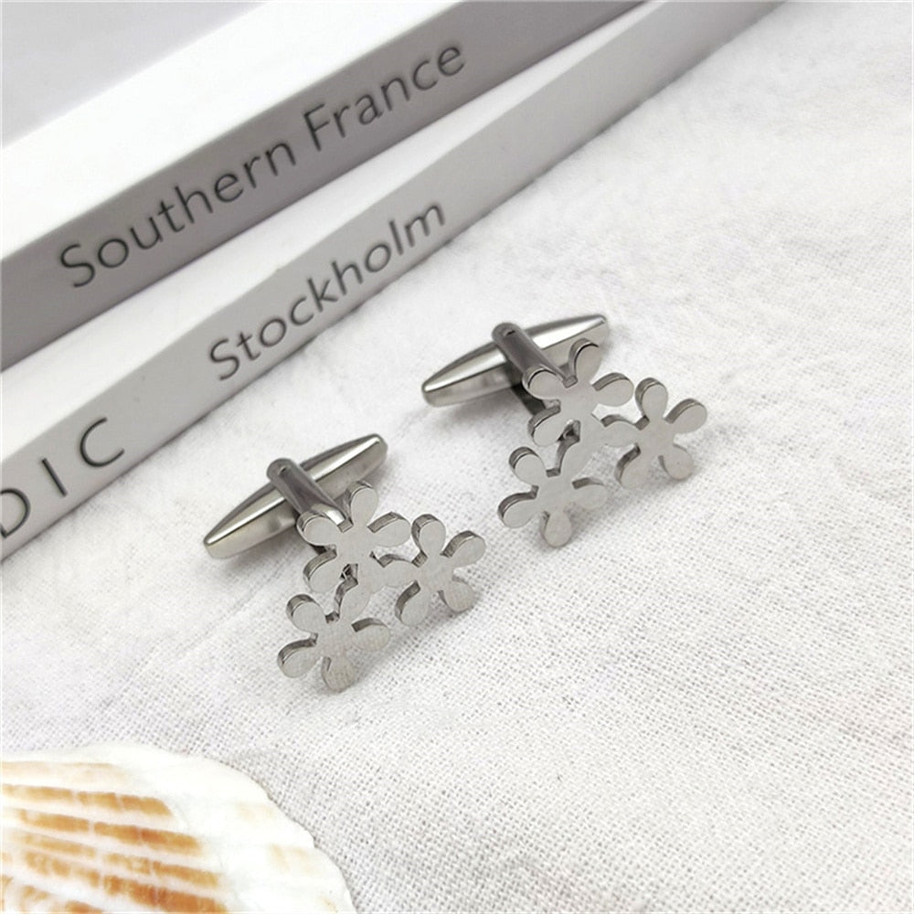 Flower Trio Cufflinks - Silver