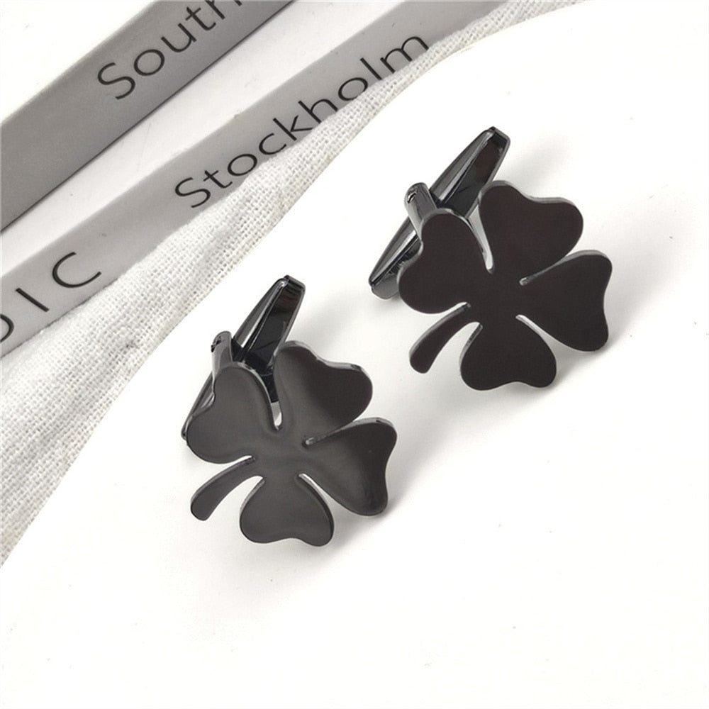 Four-leaf Clover Cufflinks - Black