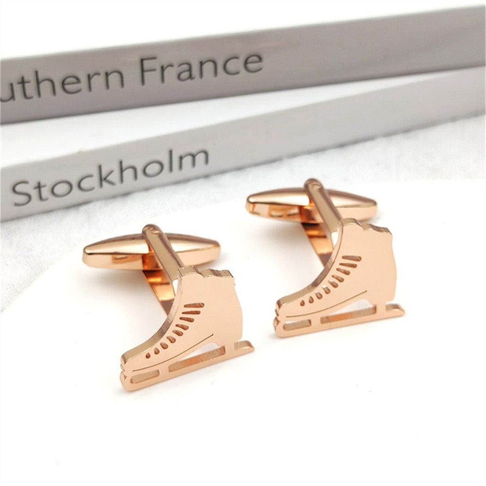 Ice Skates Cufflinks - Rose Gold