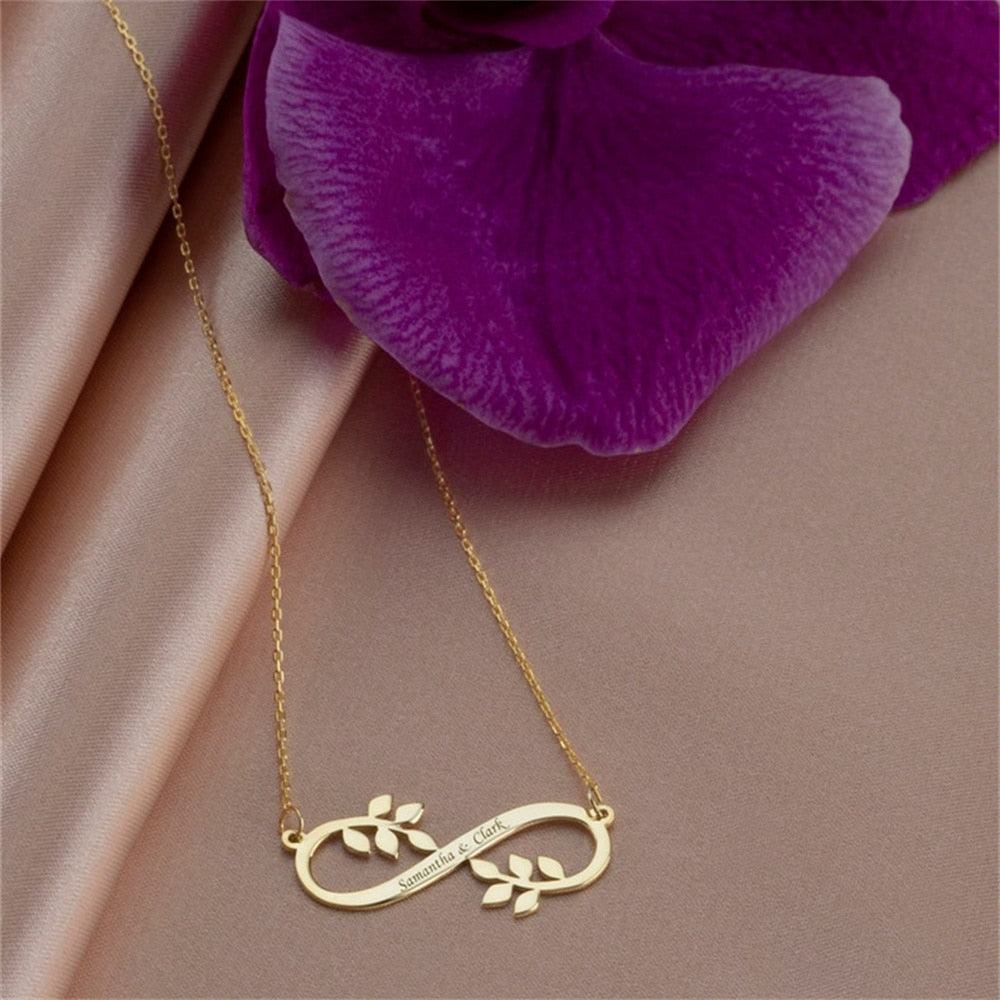 Customized Name Infinity Necklace Stainless Steel Gold Chain Child Pendant Nameplate Anniversary Jewelry Gift