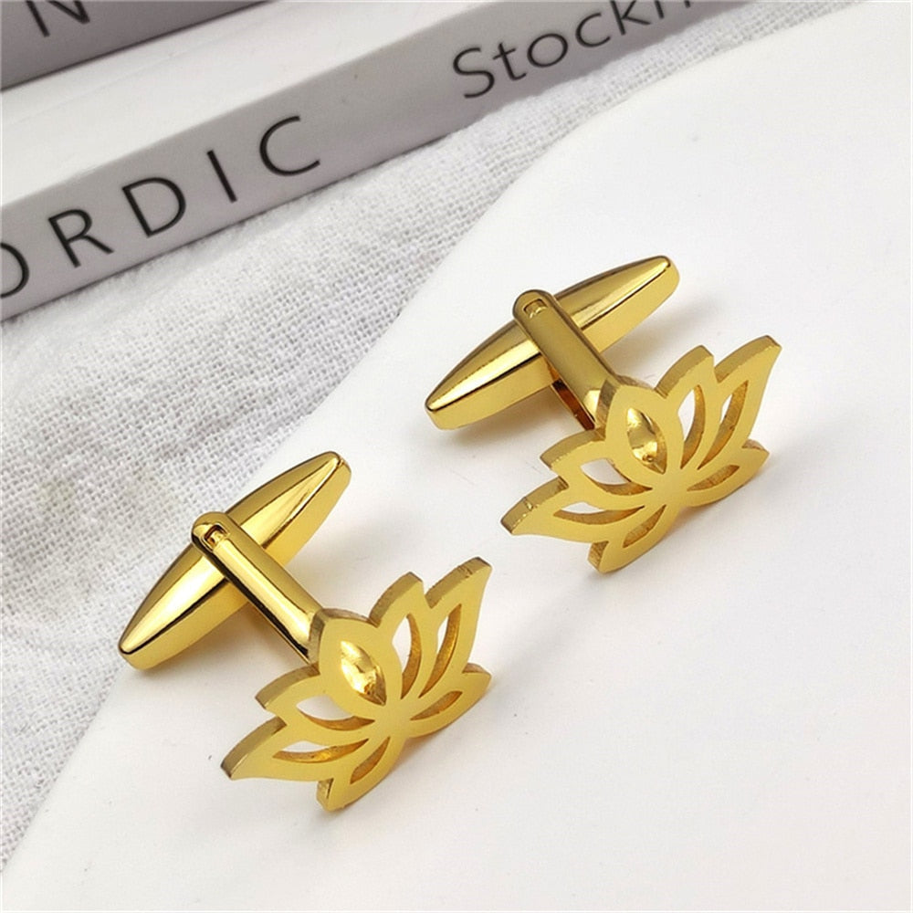 Lotus Flower Cufflink - Gold