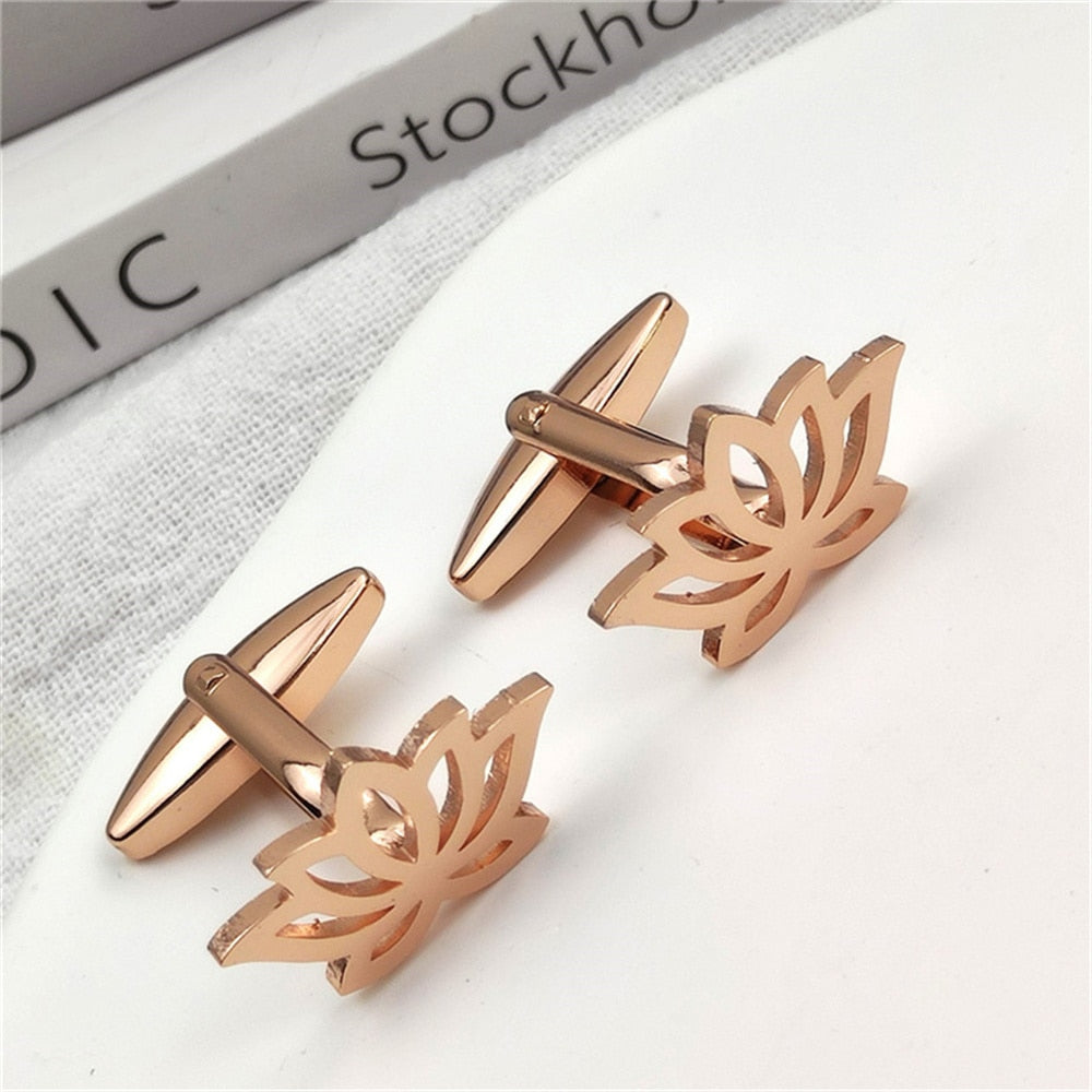 Lotus Flower Cufflink - Rose Gold