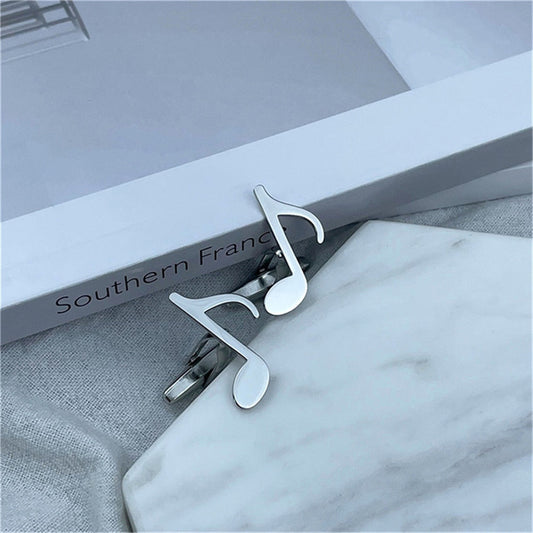 High Quality Silver Cufflinks for Men Fashion Design Musical Note Men&amp;#39;s Shirt Cuff Button Party Wedding Cufflink mancuernillas