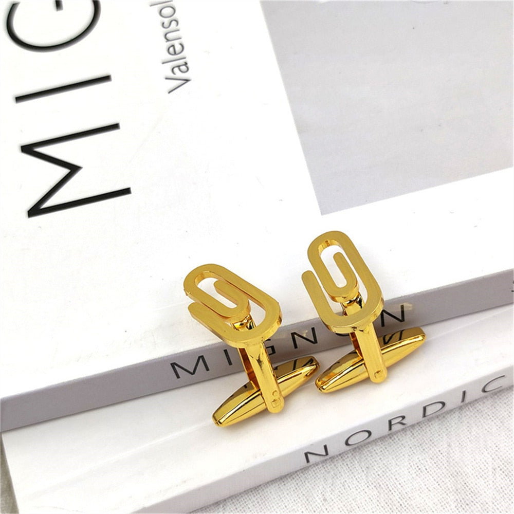 Paper clip Cufflinks - Gold