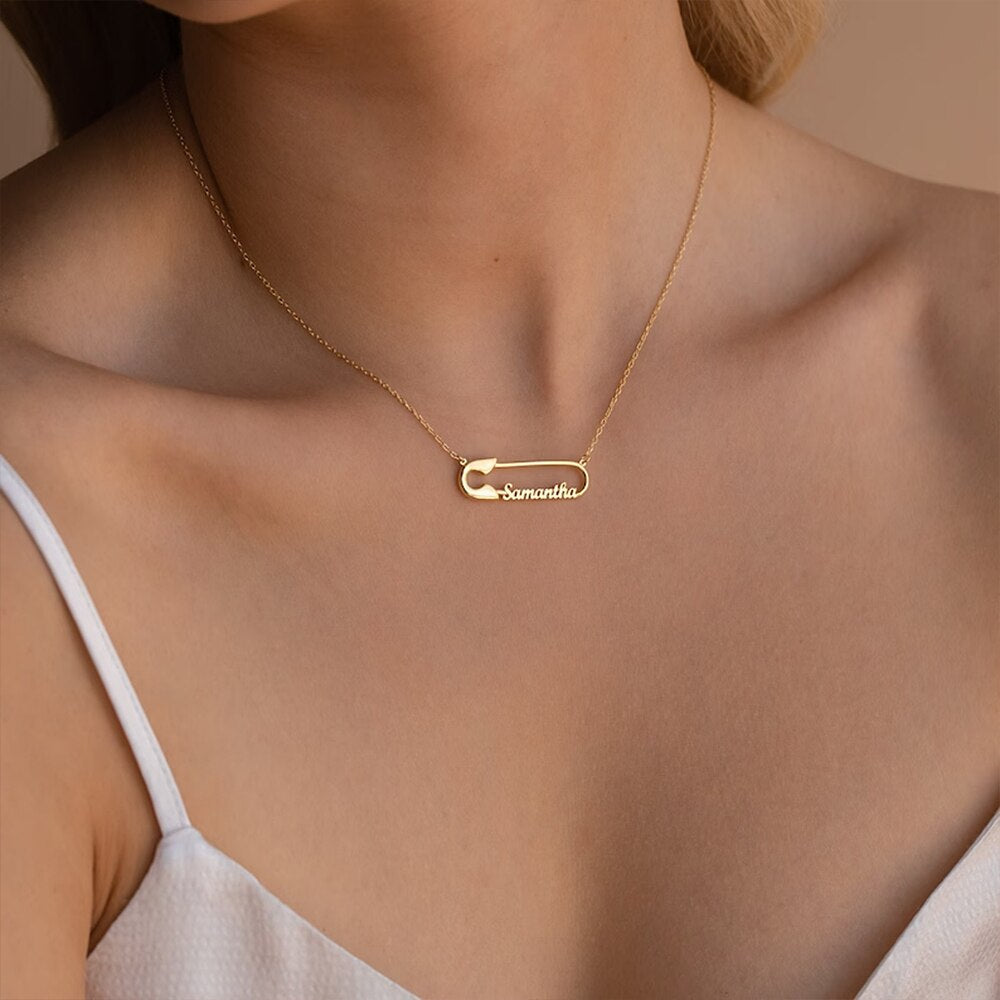 Paper Clip Necklace with Names - Necklace
