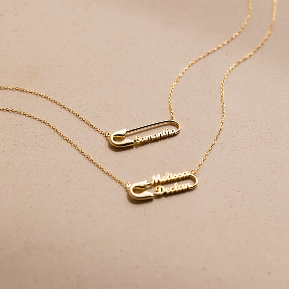 Paper Clip Necklace with Names - Necklace