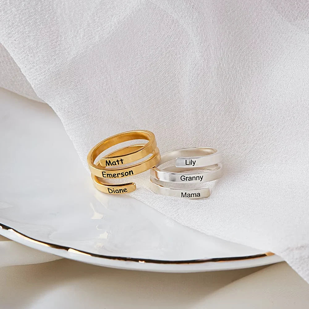 Personalised Rings with 3 Engraved Names - Ring