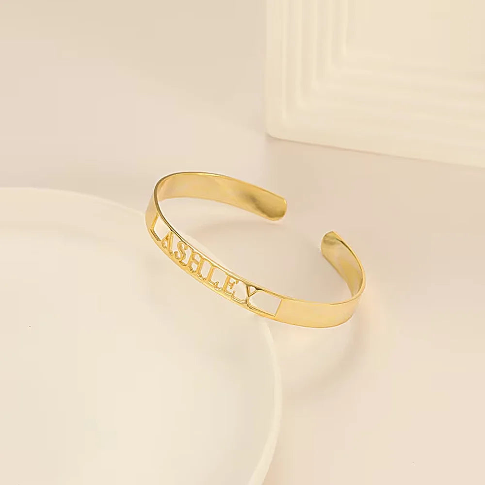 Personalized Bangle with Hollow Engraving