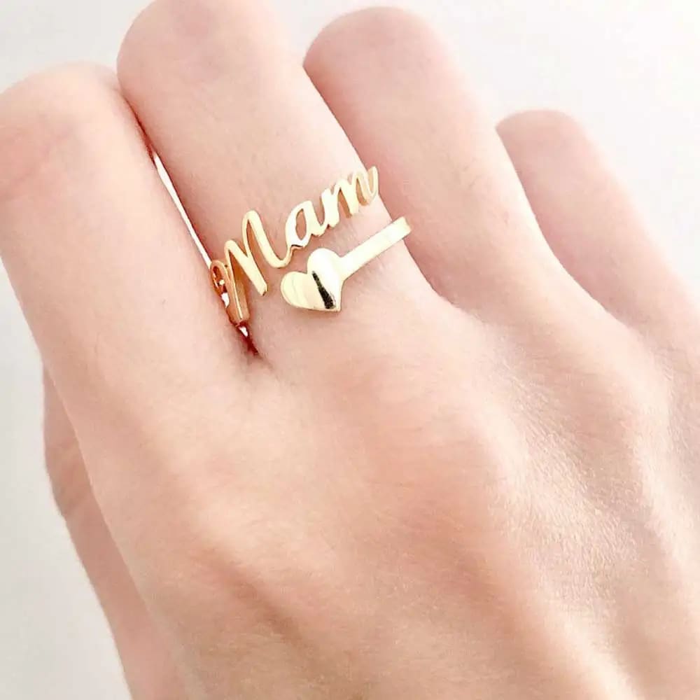 Personalized Custom Name Heart Ring - Ring