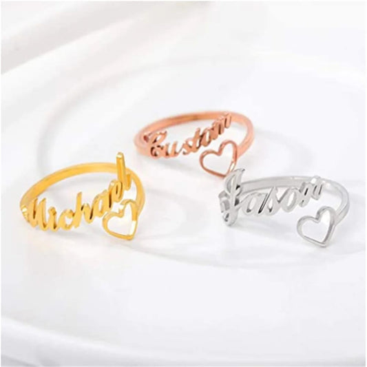 Personalized Custom Name Heart Ring - Ring
