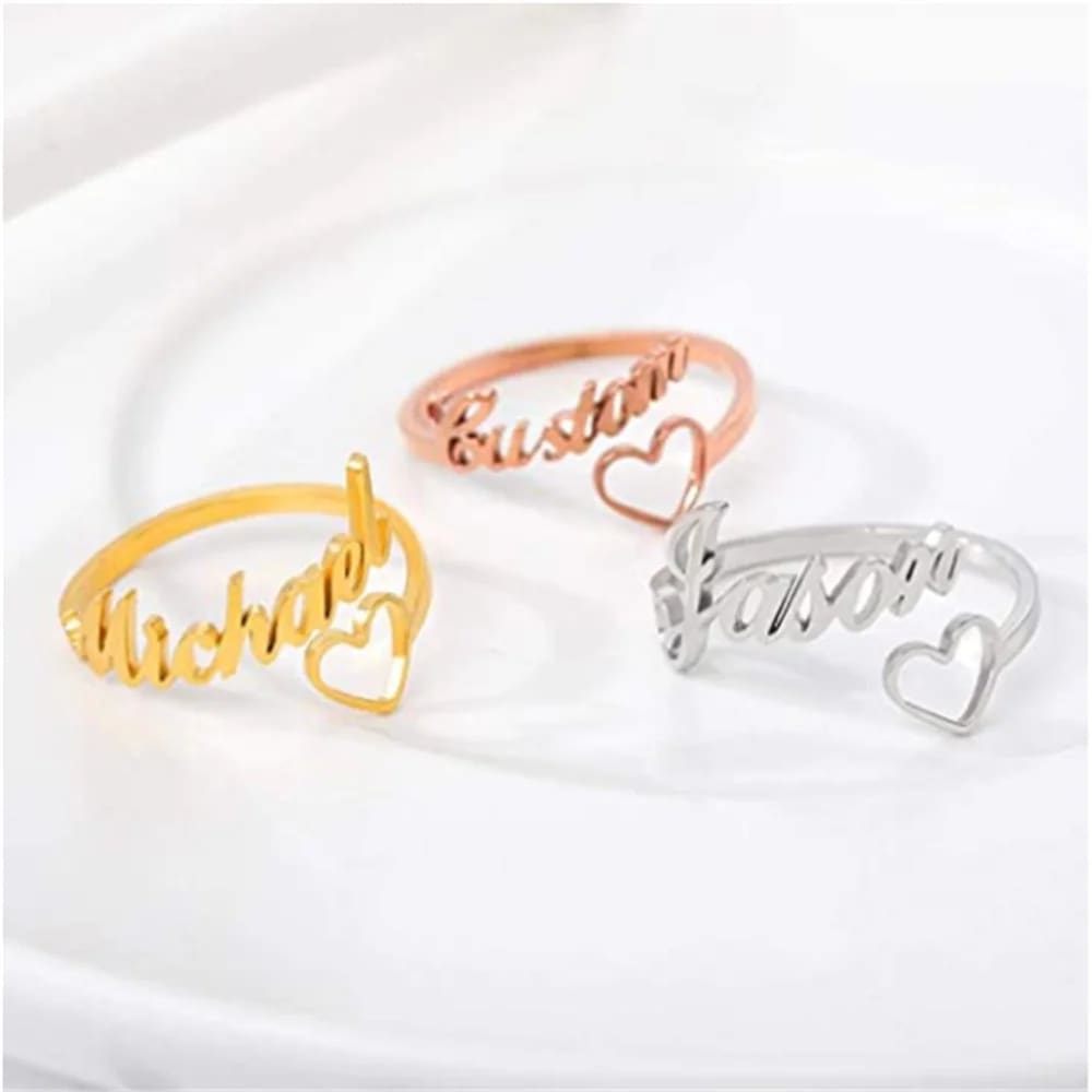 Personalized Custom Name Heart Ring - Ring