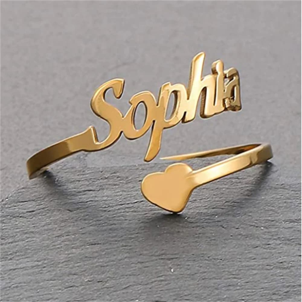 Personalized Custom Name Heart Ring - Ring