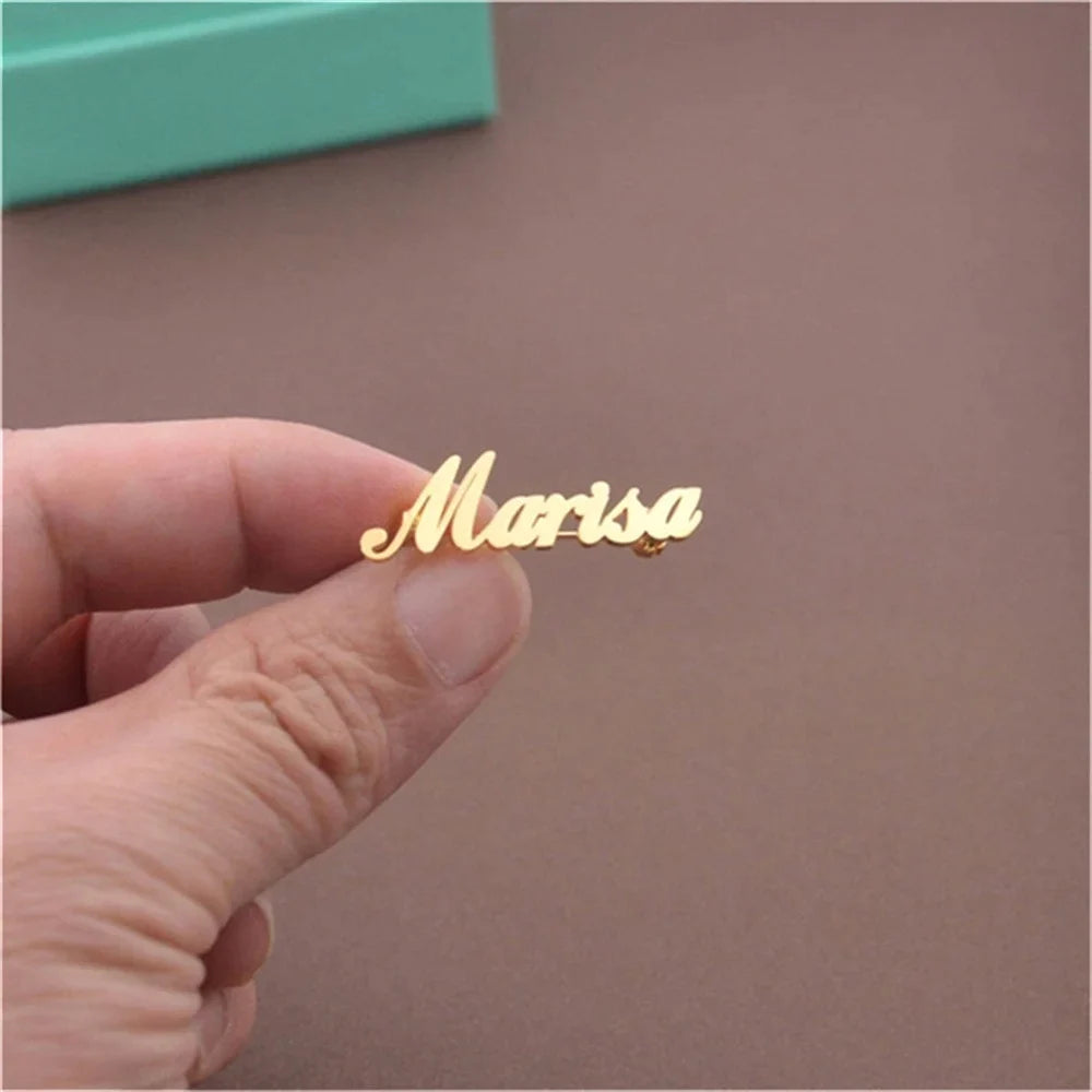 Marisa Gold Personalized Fashion Brooches Custom Name Stainless Steel Jewelry Broch