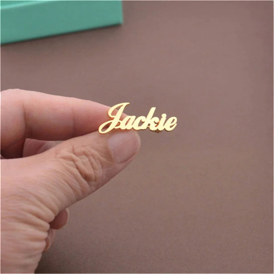 Jackie Gold Personalized Fashion Brooches Custom Name Stainless Steel Jewelry Broch