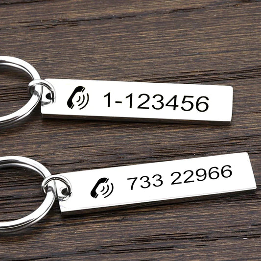 Phone Number Engraved Keychain